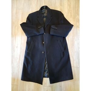 Jos A Bank Signature Classic Wool Peacoat Overcoat Black Knee Length 42R‎